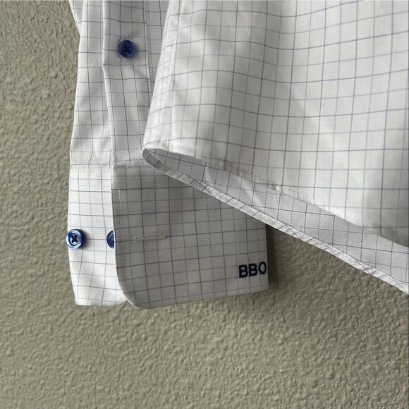 Stantt Knit Custom Button Front Business Quality Men Checkered Long Sleeve Shirt - Picture 4 of 7